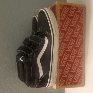 Vans Kids Black and White Velcro Sneakers